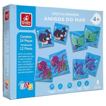 Imagem de Jogo Da Memoria Em Madeira Amigos Do Mar 24Pcs - BRINC. DE CRIANCA