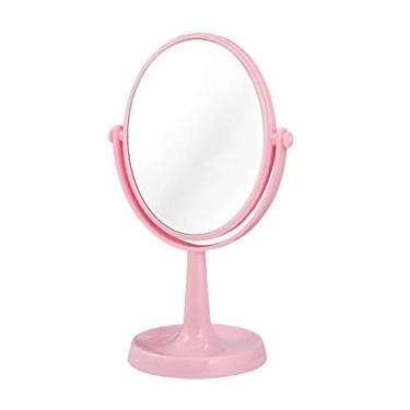 Imagem de ESPELHO DE MESA DUPLA FACE GIRATÓRIO BÁSICO PARA MAQUIAGEM E SALÃO JACKI DESIGN ROSA