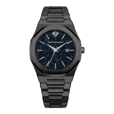 Imagem de PIERRE RICHARDSON PR5624 Relógio masculino de luxo – Movimento de quartzo japonês, aço inoxidável preto, mostrador estrela poeira de 41 mm, resistente à água 5 ATM, vidro mineral resistente a