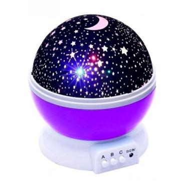 Imagem de Luminária Abajur Projetor de Galáxias Estrelas Universo no Teto 360° - Ideal para Decoração e Festas (Lilás)