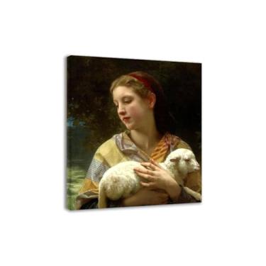Imagem de LXURY Bouguereau.Innocence. Reprodução de pinturas famosas. Arte de parede em tela. Pôsteres e impressões. Imagem para decoração de casa 40 x 48 cm Emoldurado interno