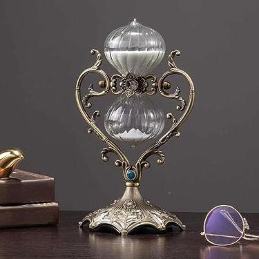 Imagem de Temporizador De Ampulheta Temporizador De Areia De 30 Minutos, Ampulheta Rotativa De 360 °, Ampulheta De Metal Com Areia, Temporizador De Vidro De Areia De Coração, A-bronze