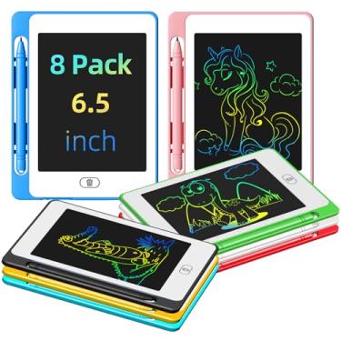 Imagem de OMXDG Tablet De Escrita Lcd Para Crianças, Pacote Com 8, 6,5 Polegadas, Tablet De Desenho Colorido Para Rabiscos, Blocos De Desenho Eletrônicos Reutilizáveis E Apagáveis, Brinquedos Educativos De Ap