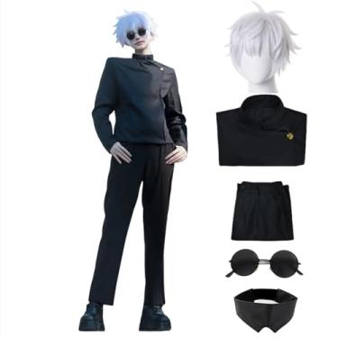 Imagem de Moalioi Fantasia De Anime Satoru Cosplay, Uniforme Com Máscara, Óculos, Peruca, Conjunto Completo Para Homens (Peruca Satoru, Tamanho G)