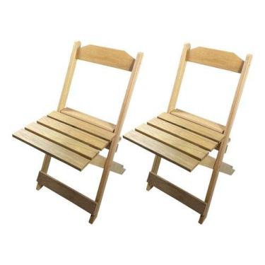 Imagem de Kit 2 Cadeiras De Bar Dobrável Madeira Maciça Sem Pintura - Lcg Eletro