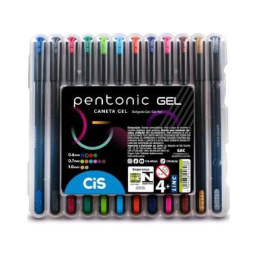 Imagem de Caneta Gel CiS Pentonic com 12 Cores Vibrantes Sortidas 0.6 a 1.0mm Co