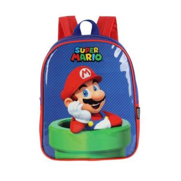 Imagem de Mochila Infantil Meninos Creche Super Mario IS40857MO Luxcel, Azul