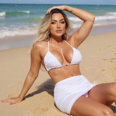 Imagem de Triquini Biquíni Saia Moda Praia Verão Tendência  Diversas Cores Marqu