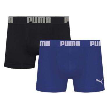 Imagem de Kit 2 Cuecas Puma Boxer Sem Costura Masculina, Azul, Preto, G