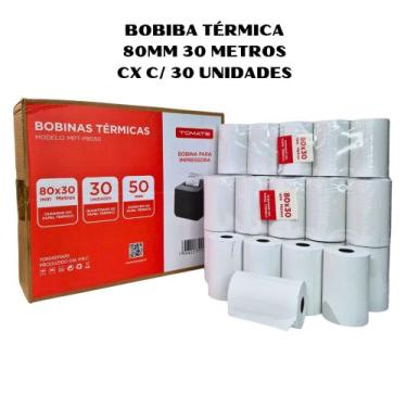 Imagem de Bobina térmica 80mm x 30 metros cx com 30 unidades tomate