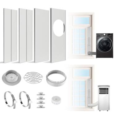 Imagem de HOXHA Kit de duto de janela para secador, kit de ventilação de janela AC, adequado para duto de secador de 10 cm e mangueira de ventilação CA de 15 cm para janela deslizante, kit de ventilação