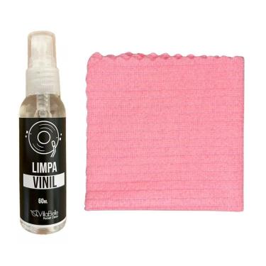 Imagem de Kit Limpeza De Discos Vinis Com Pano Rosa Pastel