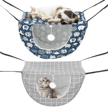 Imagem de Yuanan 2 peças de rede para gaiola, rede suspensa para gatos de camada dupla para gaiola, rede de janela para gatos de linho macio para animais pequenos (45 x 38 x 27 cm)