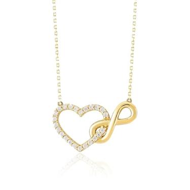 Imagem de Colar em Y feminino infinito e coração – Corrente moderna banhada a ouro, joia romântica delicada, presente, Latão, latão