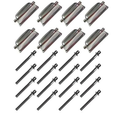 Imagem de Kit 8 Canoas Tom Caixa Cromo 18.5 + 16 Parafusos 51 X 6Mm M6