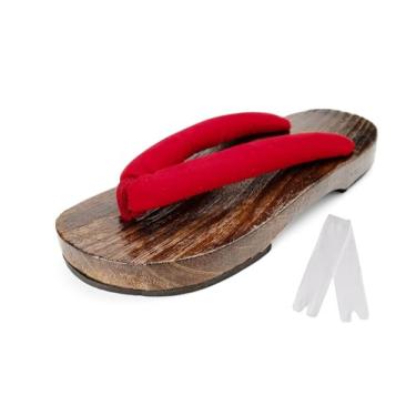 Imagem de Cutey May Tamancos de madeira japoneses Geta Pantufas, Marrom e preto, 8-9
