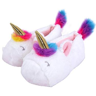 Imagem de Pantufa de Unicórnio para Meninas Fofas Chinelos Infantis Casa Chinelos Slip on Casa para Bebês e Crianças Pequenas, Unicórnio, 6-7 Toddler