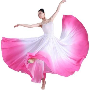 Imagem de Saia De Dança Lírica De Wome Grande Cor Log Swing Saia De Balé Trajes De Dança Moderna, Style 2, 35.43inch