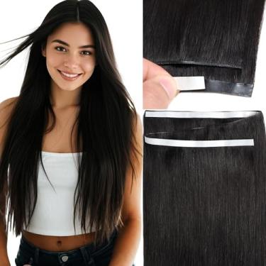 Imagem de Loxxy Extensões de Fita Única, Extensões de Cabelo Humano Real, 45 cm, Preto Natural, 50G, Extensões de Cabelo Humano, Largura da Trama 31,5" (80 cm)