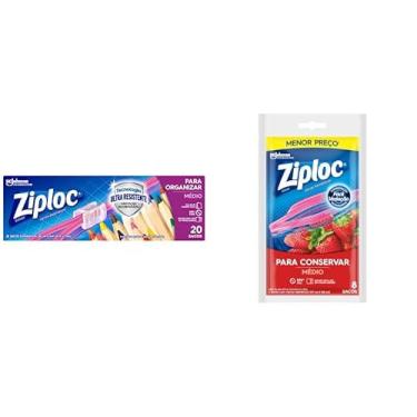 Imagem de Ziploc Saco Hermético Organizador de Geladeira, Tamanho Médio, 20 unidades com Saco Hermético Médio, 8 Unidades