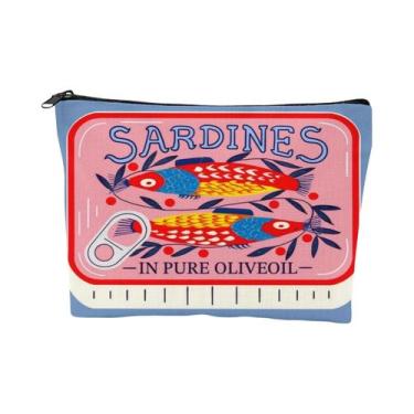 Imagem de Bolsa de maquiagem unissex de linho leve e durável  Design de azeite d