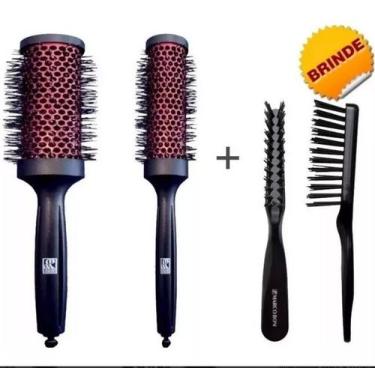 Imagem de Combo escovas térmicas metálicas vazadas + limpador de escovas marco b