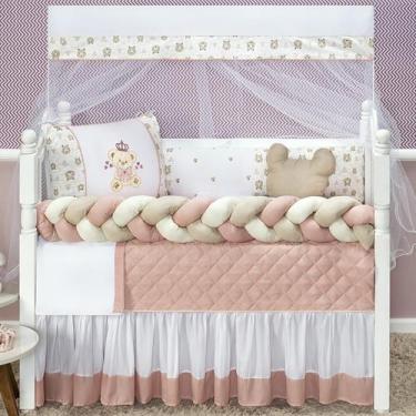 Imagem de Kit Jogo Berço Ursinho Teddy Principe Bordado 11 Peças Kit - Jm Enxova