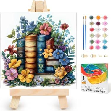 Imagem de Kit de pintura emoldurada por números para adultos iniciantes e crianças de 8 a 12 anos, kits de pintura por números para adultos em tela com cavalete, kits de pintura a óleo acrílica para adultos