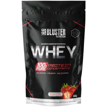 Imagem de Bluster Nutrition, Whey 100% Pure, 21 gramas de proteína, adoçado com stevia, Sabor morango, Pouch, 900 gramas
