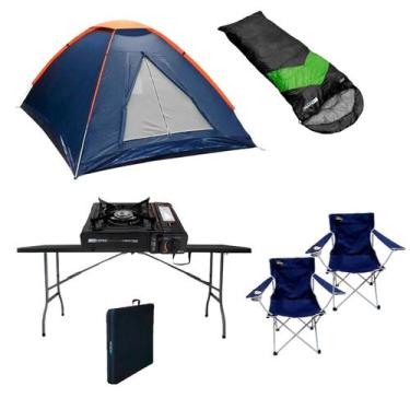 Imagem de Kit Acampamento Camping Pesca Barraca Mesa Dobrável 1,80 2 Cadeiras Fo