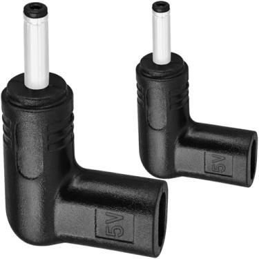 Imagem de Yeebline Pacote com 2 adaptadores de carregamento de energia CC de 5 V, ângulo de 90 graus fêmea USB C para macho DC 3,5 mm x 1,35 mm conector conversor plugue carregador para roteador, fonte de