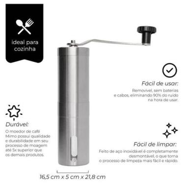 Imagem de Moedor de Café Aço Inox Manual Sistema a Manivela com Granulometria Mo