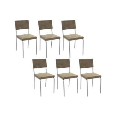Imagem de Kit 6 Cadeiras de Cozinha Zaria 2C128 6 Un Cromado/Bege A036 Suede Suede - Kappesberg