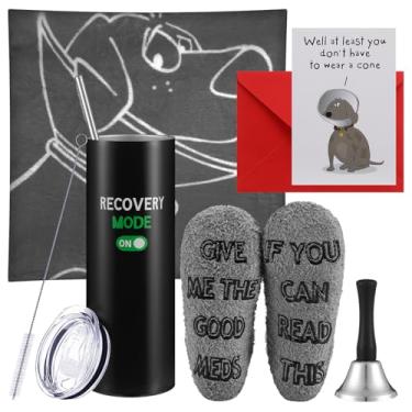 Imagem de Patelai 5 peças engraçadas Get Well Soon Gifts 590 g caneca hospitalar de recuperação difusa meias de algodão prata aço chá sino de mão Get Well Soon cobertor cirurgia recuperação presentes para