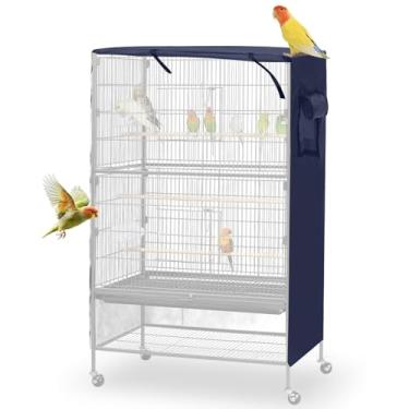 Imagem de Capa para gaiola de pássaro, capa de gaiola de pássaro grande para noite, capa impermeável para gaiola com capa frontal ajustável, capa blackout e capa respirável para gaiola de pássaros para