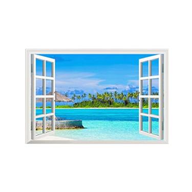 Imagem de Falsas Janelas Paisagens Impressões em Tela-Árvore mar-Quadro Arte Moderna-Natureza Pintura Decoração Parede 20x30cm Sem Moldura