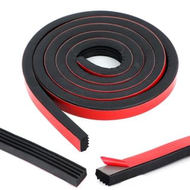 Imagem de 326A0004 Fita de Vedação de Espuma Borracha, 165,1cm Fita Vedação Retangular Borracha Nervurada Espuma EPDM Autoadesiva à Prova d'Água para Porta Garagem Barco e Automóvel