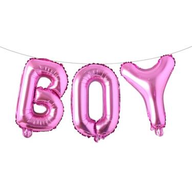 Imagem de Letras de balão de 40,6 cm para meninos ou meninas | Balões reveladores de gênero, decorações de revelação de gênero | Decorações de chá de bebê (menino, rosa vermelha)