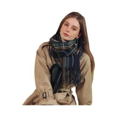 Imagem de Cachecol Feminino De Tartan Estilo Escocês Macio E Longo Para Natal E 