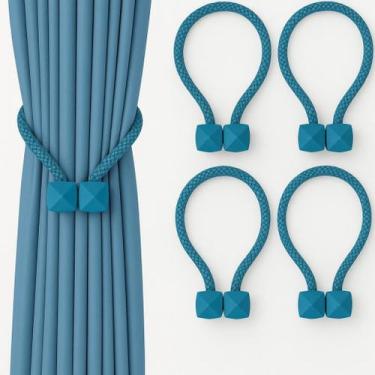 Imagem de Prendedor Magnético de Cortina Azul Sem Furo Instalação Fácil Kit 2 Un