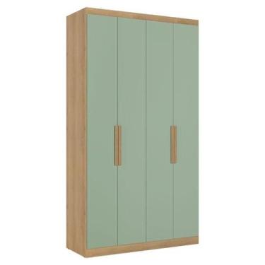 Imagem de Guarda Roupa Solteiro Milan 4 Portas Capuccino Menta Acetinado - THB -