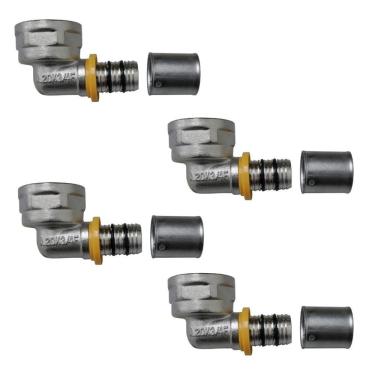 Imagem de Kit 4 Conexão Joelho Cotovelo Para Gás 90 16Mm Rf 1/2`` Pex