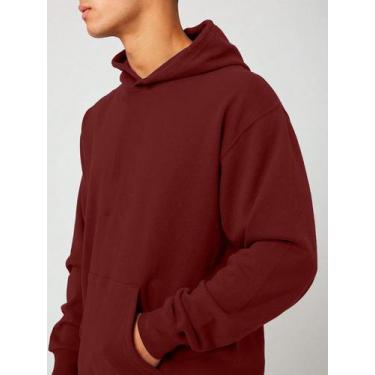 Imagem de Blusa de Frio  Moletom Canguru Masculina com Capuz Slim Fitness, Vinho