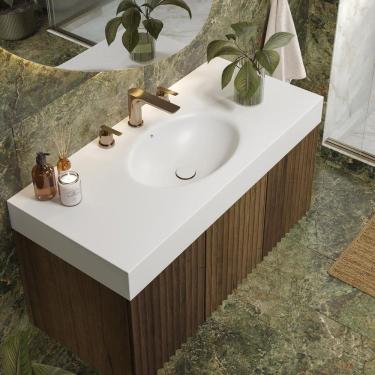 Imagem de Bancada Banheiro Com Cuba Esculpida Oval Oasis 80 Cm