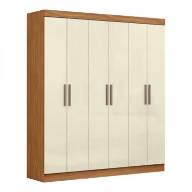 Imagem de Guarda Roupa Maxel Casal Paris 6 Portas 2 Gavetas MDF Disa Móveis - Cinamomo/Offwhi