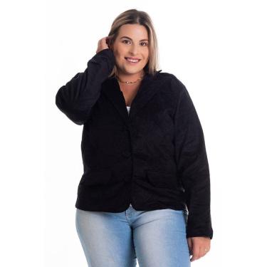 Imagem de Blazer Feminino Plus Size Veludo Cotelê  Elastano Fechamento  Botão - Serena