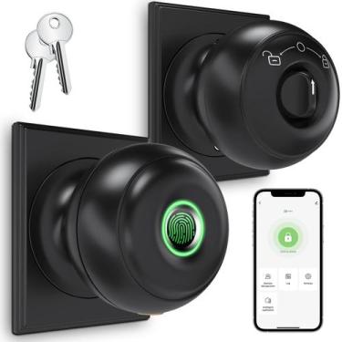 Imagem de Fechadura de porta inteligente com impressão digital, botão biométrico