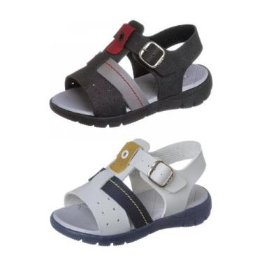 Imagem de Kit 2 Sandálias Infantil Papete Confortável Meninos Sola Macia - Redma