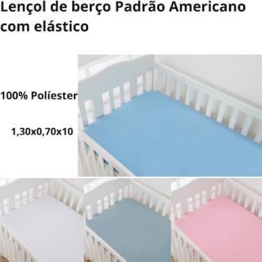 Imagem de Kit 2 Lençol para Berço padrão Americano com elástico 100% poliester -