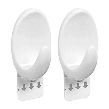 Imagem de Gancho Oval Plástico Branco Com Adesivo M - 2 Unidades - Or30112 - Ordene